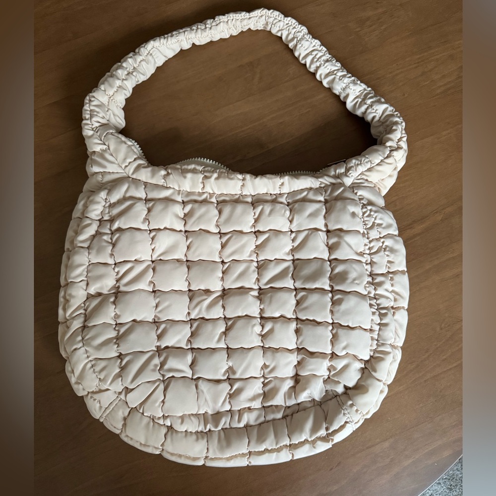 Cream Quilted Shoulder Bag